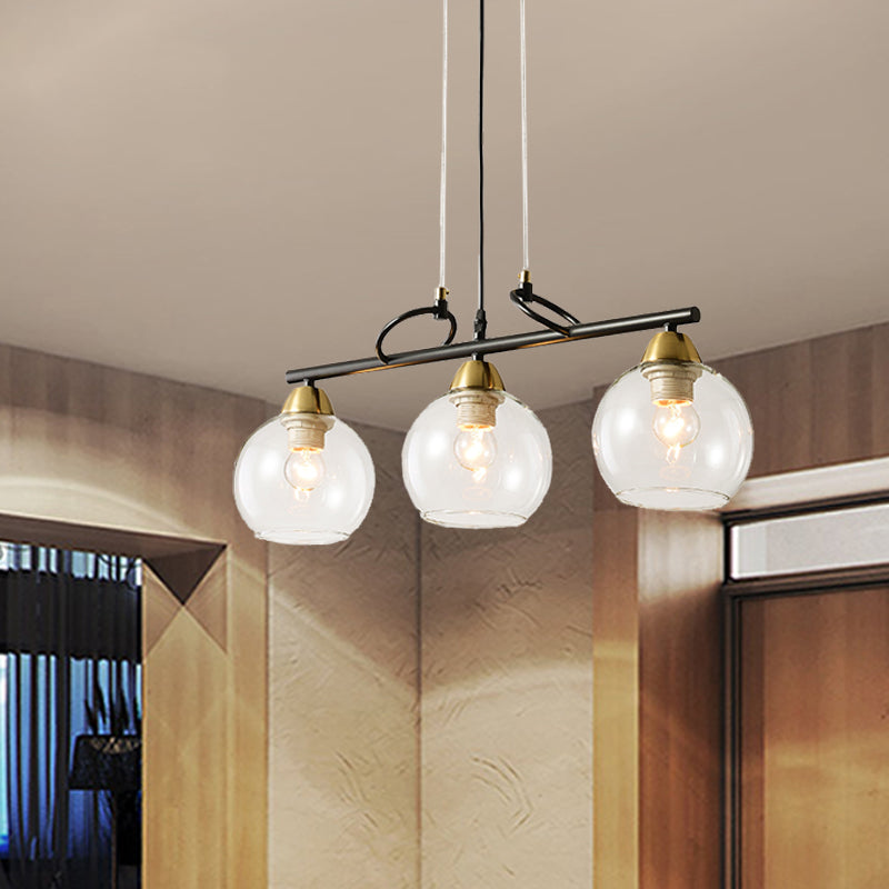Sphere Dinning Hall Island Lighting Idea Clear/Smoke Gray Glass 3 Bulbs Contemporary Pendant Light Fixture Clearhalo 'Ceiling Lights' 'Close To Ceiling Lights' 'Glass shade' 'Glass' 'Island Lights' 'Pendant Lights' Lighting' 1865458