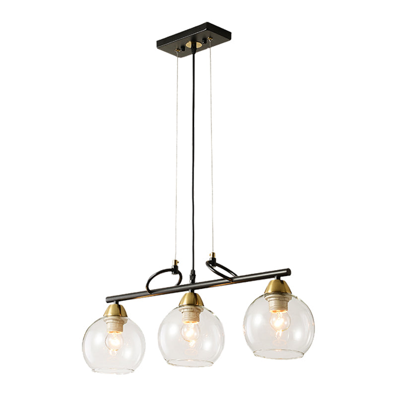 Sphere Dinning Hall Island Lighting Idea Clear/Smoke Gray Glass 3 Bulbs Contemporary Pendant Light Fixture Clearhalo 'Ceiling Lights' 'Close To Ceiling Lights' 'Glass shade' 'Glass' 'Island Lights' 'Pendant Lights' Lighting' 1865459