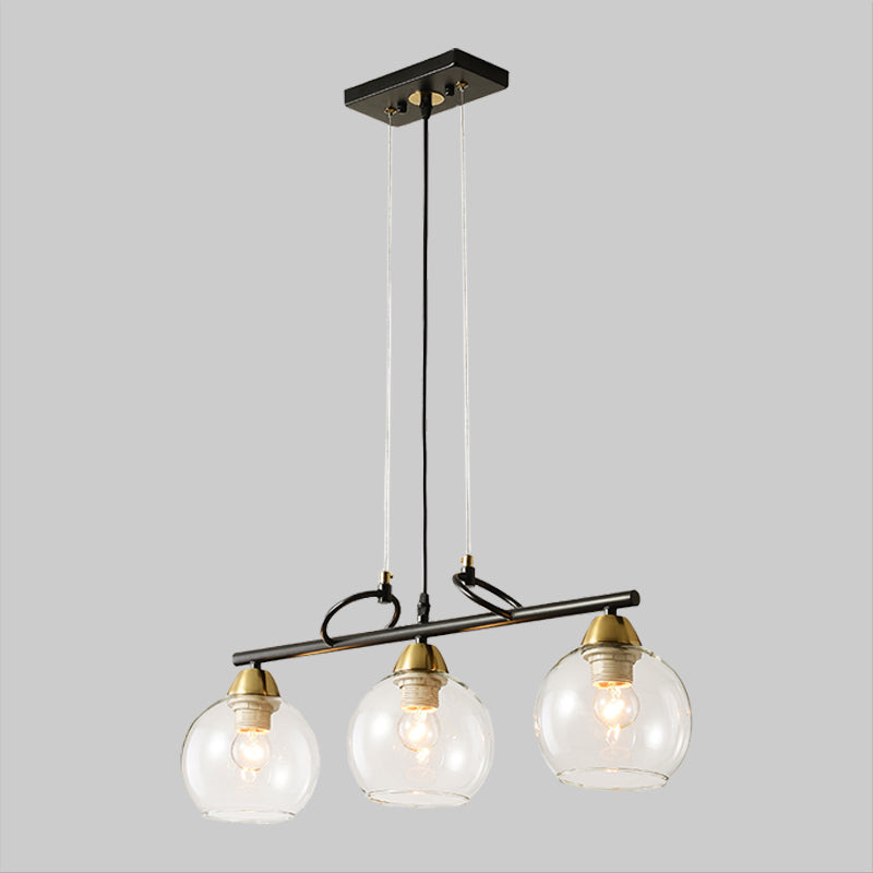 Sphere Dinning Hall Island Lighting Idea Clear/Smoke Gray Glass 3 Bulbs Contemporary Pendant Light Fixture Clearhalo 'Ceiling Lights' 'Close To Ceiling Lights' 'Glass shade' 'Glass' 'Island Lights' 'Pendant Lights' Lighting' 1865460
