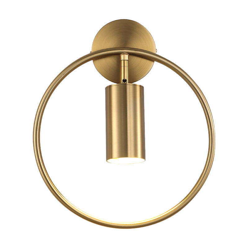 Metallic Ring Sconce Light Fixture Modernism Single Bulb Black/Brass Wall Mounted Lighting Clearhalo 'Cast Iron' 'Glass' 'Industrial' 'Modern wall lights' 'Modern' 'Tiffany' 'Traditional wall lights' 'Wall Lamps & Sconces' 'Wall Lights' Lighting' 1865555