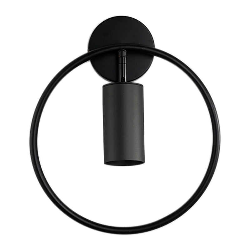 Metallic Ring Sconce Light Fixture Modernism Single Bulb Black/Brass Wall Mounted Lighting Clearhalo 'Cast Iron' 'Glass' 'Industrial' 'Modern wall lights' 'Modern' 'Tiffany' 'Traditional wall lights' 'Wall Lamps & Sconces' 'Wall Lights' Lighting' 1865559