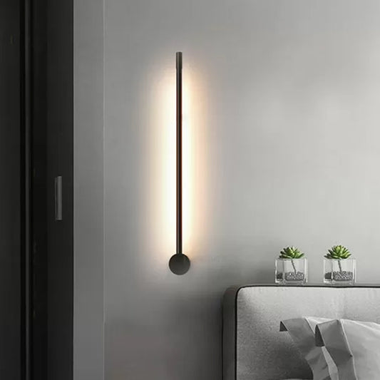 Strip Living Room Wall Sconce Light Metal LED Contemporary Wall Mounted Lamp in Black/Gold Black Clearhalo 'Cast Iron' 'Glass' 'Industrial' 'Modern wall lights' 'Modern' 'Tiffany' 'Traditional wall lights' 'Wall Lamps & Sconces' 'Wall Lights' Lighting' 1865593