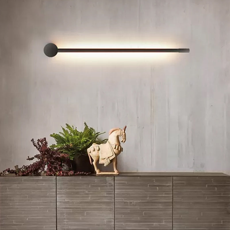 Strip Living Room Wall Sconce Light Metal LED Contemporary Wall Mounted Lamp in Black/Gold Clearhalo 'Cast Iron' 'Glass' 'Industrial' 'Modern wall lights' 'Modern' 'Tiffany' 'Traditional wall lights' 'Wall Lamps & Sconces' 'Wall Lights' Lighting' 1865594