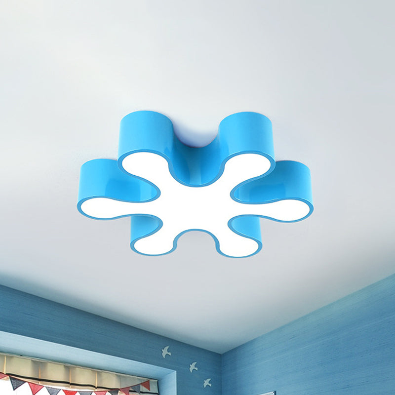 LED Bedchamber Flush Mount Lamp Kids Red/Yellow/Blue Ceiling Light Fixture with Floral Acrylic Shade Blue Clearhalo 'Ceiling Lights' 'Close To Ceiling Lights' 'Close to ceiling' 'Flush mount' Lighting' 1865617