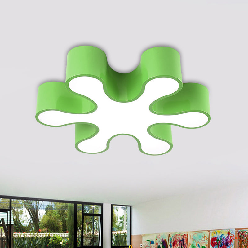 LED Bedchamber Flush Mount Lamp Kids Red/Yellow/Blue Ceiling Light Fixture with Floral Acrylic Shade Green Clearhalo 'Ceiling Lights' 'Close To Ceiling Lights' 'Close to ceiling' 'Flush mount' Lighting' 1865625