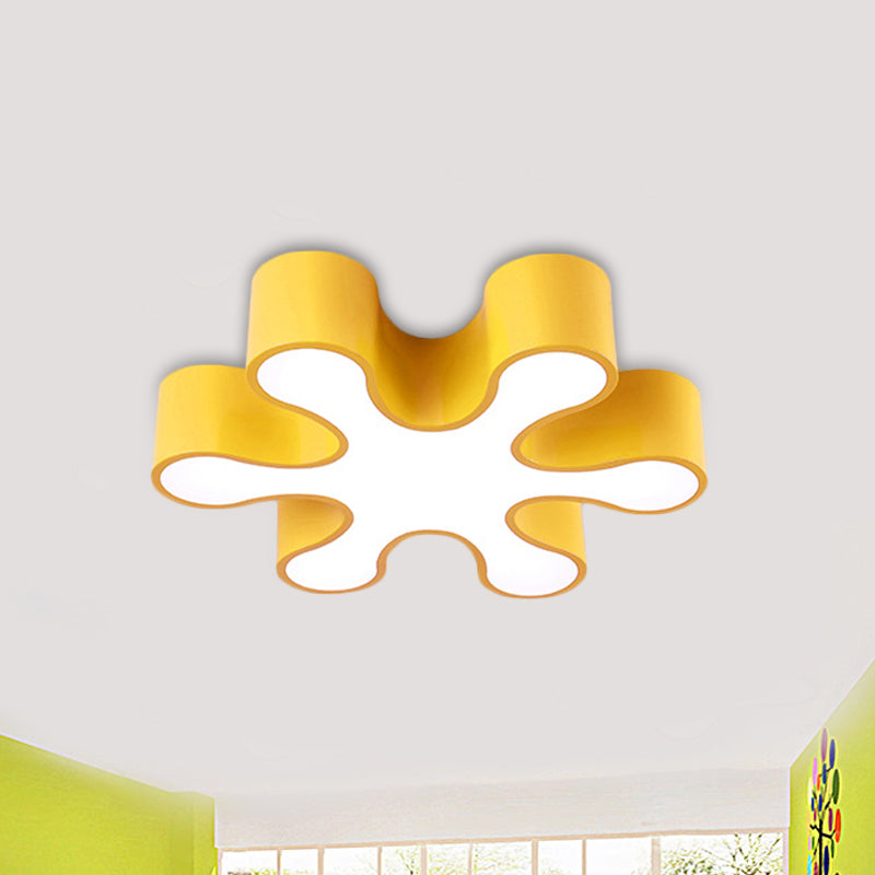 LED Bedchamber Flush Mount Lamp Kids Red/Yellow/Blue Ceiling Light Fixture with Floral Acrylic Shade Yellow Clearhalo 'Ceiling Lights' 'Close To Ceiling Lights' 'Close to ceiling' 'Flush mount' Lighting' 1865630