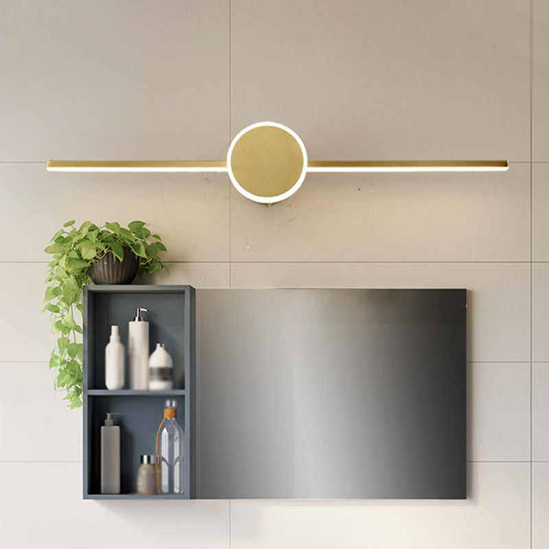 Modern Line through Cylinder Wall Sconce Metallic LED Washbasin Vanity Lighting Fixture in Gold Clearhalo 'Cast Iron' 'Glass' 'Industrial' 'Modern wall lights' 'Modern' 'Tiffany' 'Traditional wall lights' 'Vanity Lights' 'Wall Lights' Lighting' 1865690