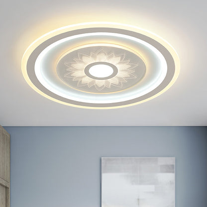 Circular Ceiling Light Fixture Contemporary Acrylic LED White Flushmount Lighting with Flower Pattern White B Clearhalo 'Ceiling Lights' 'Close To Ceiling Lights' 'Close to ceiling' 'Flush mount' Lighting' 1865807