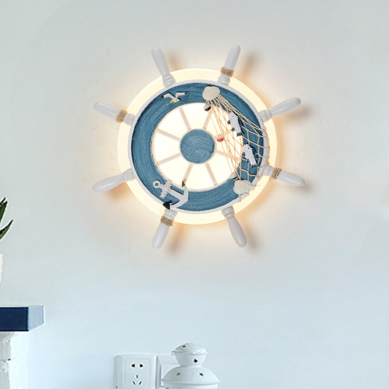 Rudder Bedside Wall Mounted Lamp Acrylic LED Creative Wall Sconce Lighting in Light Blue/White Light Blue Clearhalo 'Wall Lamps & Sconces' 'Wall Lights' Lighting' 1865895
