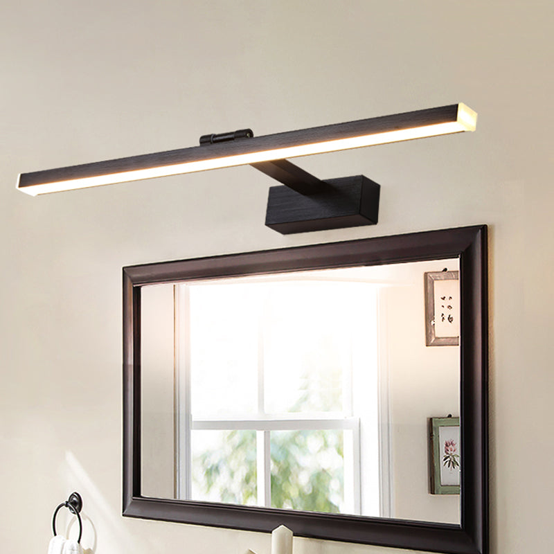 Black Slender Vanity Lighting Ideas Modern Style LED Metallic Wall Mount Light in Warm/White Light Black Clearhalo 'Cast Iron' 'Glass' 'Industrial' 'Modern wall lights' 'Modern' 'Tiffany' 'Traditional wall lights' 'Vanity Lights' 'Wall Lights' Lighting' 1865920