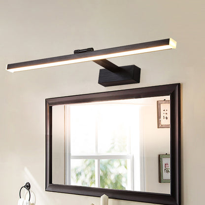 Black Slender Vanity Lighting Ideas Modern Style LED Metallic Wall Mount Light in Warm/White Light Black Clearhalo 'Cast Iron' 'Glass' 'Industrial' 'Modern wall lights' 'Modern' 'Tiffany' 'Traditional wall lights' 'Vanity Lights' 'Wall Lights' Lighting' 1865920