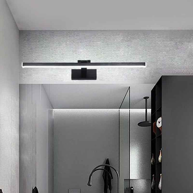 Black Slender Vanity Lighting Ideas Modern Style LED Metallic Wall Mount Light in Warm/White Light Clearhalo 'Cast Iron' 'Glass' 'Industrial' 'Modern wall lights' 'Modern' 'Tiffany' 'Traditional wall lights' 'Vanity Lights' 'Wall Lights' Lighting' 1865921