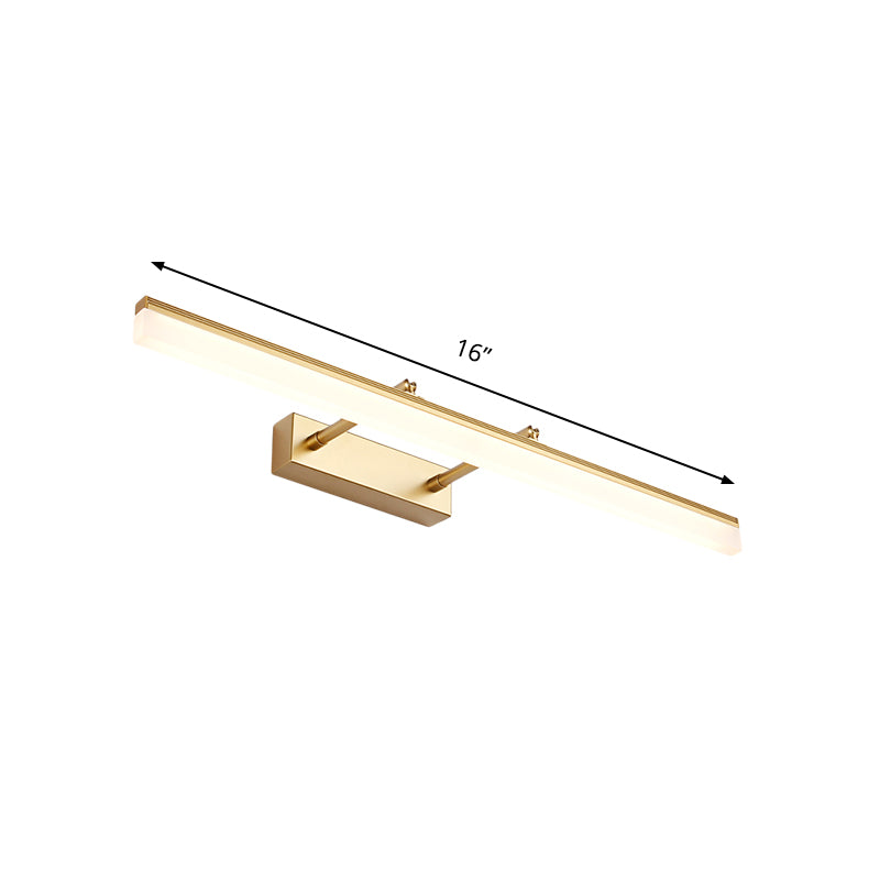 Linear Acrylic Vanity Lamp Modernism 16"/19.5" L LED Gold Wall Lighting Fixture in Warm/White Light Clearhalo 'Modern wall lights' 'Modern' 'Vanity Lights' 'Wall Lights' Lighting' 1865927