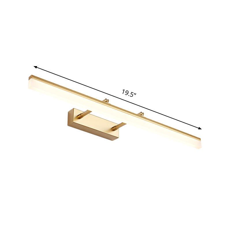 Linear Acrylic Vanity Lamp Modernism 16"/19.5" L LED Gold Wall Lighting Fixture in Warm/White Light Clearhalo 'Modern wall lights' 'Modern' 'Vanity Lights' 'Wall Lights' Lighting' 1865928