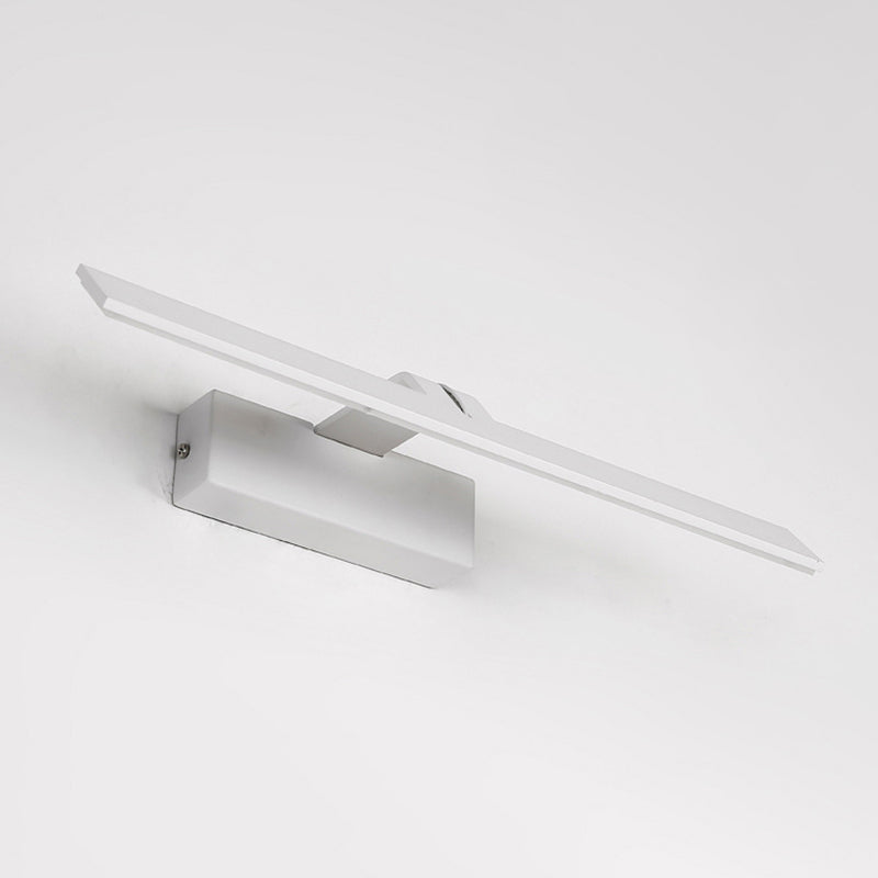 Minimalist Rectangle Wall Mounted Lamp White Metal LED Bathroom Vanity Light Fixture in Warm/White Light Clearhalo 'Cast Iron' 'Glass' 'Industrial' 'Modern wall lights' 'Modern' 'Tiffany' 'Traditional wall lights' 'Vanity Lights' 'Wall Lights' Lighting' 1865931