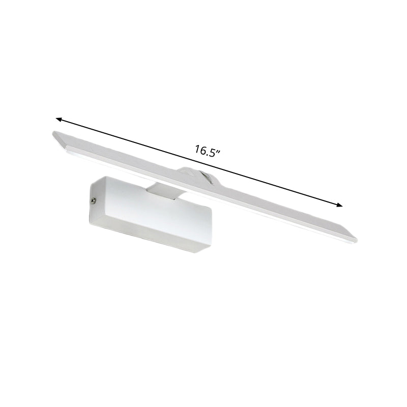 Minimalist Rectangle Wall Mounted Lamp White Metal LED Bathroom Vanity Light Fixture in Warm/White Light Clearhalo 'Cast Iron' 'Glass' 'Industrial' 'Modern wall lights' 'Modern' 'Tiffany' 'Traditional wall lights' 'Vanity Lights' 'Wall Lights' Lighting' 1865932