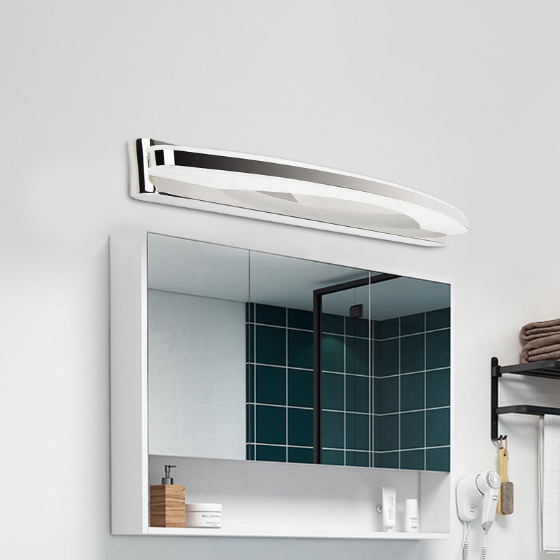 Modernity LED Wall Light Fixture Chrome Arc-Shaped Vanity Lighting with Acrylic Shade in Warm/White Light Chrome Clearhalo 'Cast Iron' 'Glass' 'Industrial' 'Modern wall lights' 'Modern' 'Tiffany' 'Traditional wall lights' 'Vanity Lights' 'Wall Lights' Lighting' 1865933