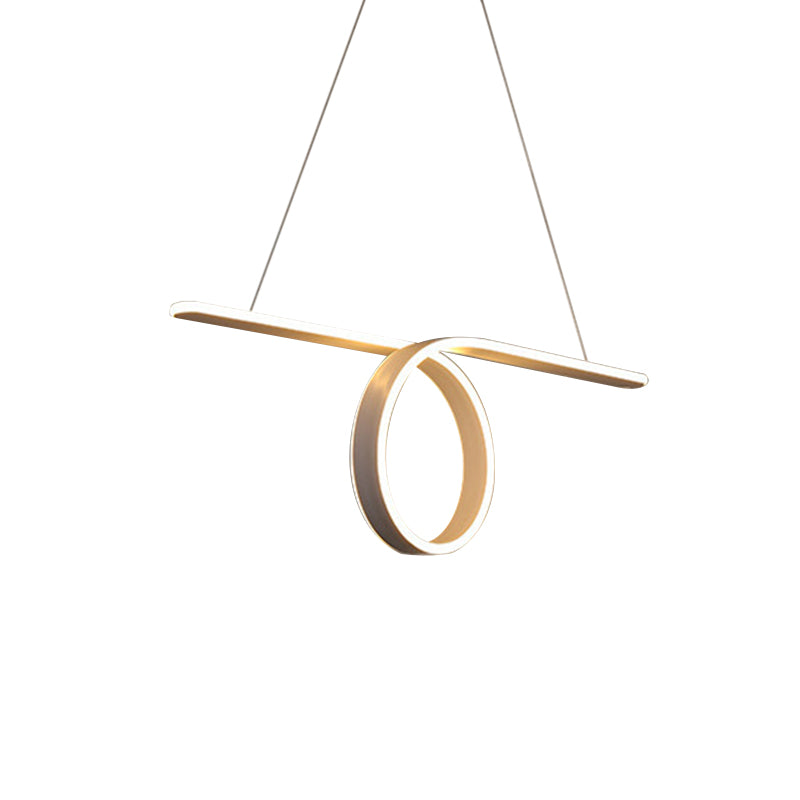 Dining Room LED Pendant Lighting Fixture Minimalism Grey Island Lamp with Annular Metal Shade in Warm/White Light Clearhalo 'Ceiling Lights' 'Island Lights' Lighting' 1865938