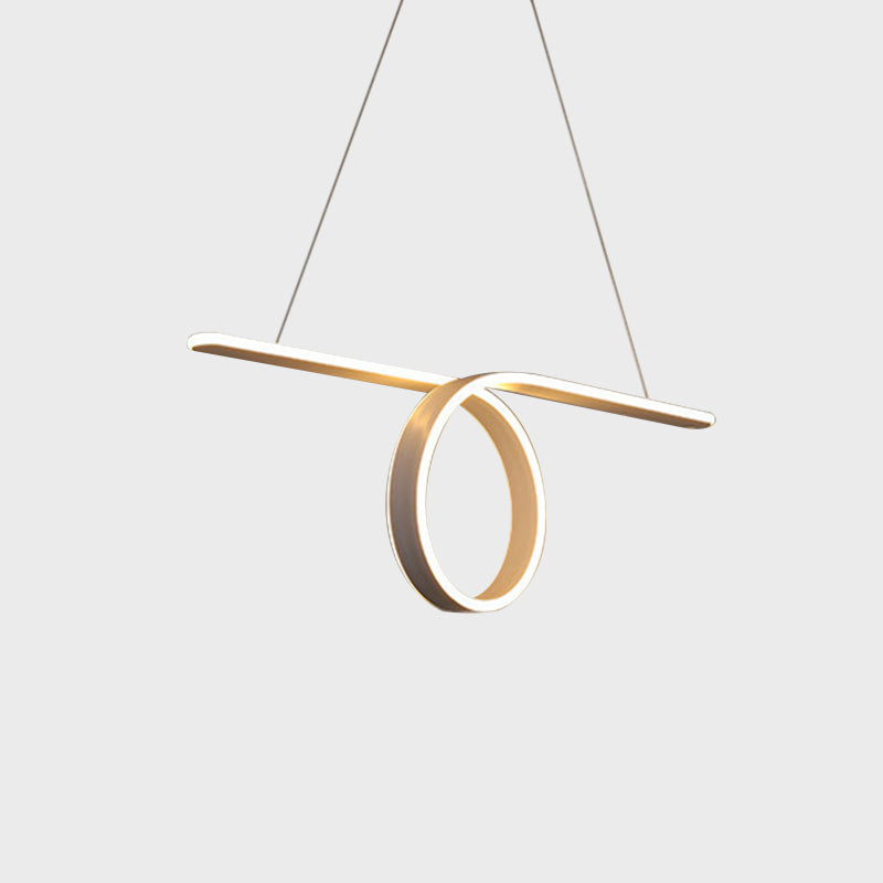 Dining Room LED Pendant Lighting Fixture Minimalism Grey Island Lamp with Annular Metal Shade in Warm/White Light Clearhalo 'Ceiling Lights' 'Island Lights' Lighting' 1865939