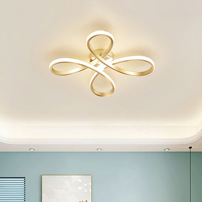 Modernist LED Ceiling Fixture Gold Chinese Knot Flush Mount Lamp with Metallic Shade in Warm/White Light Gold Clearhalo 'Ceiling Lights' 'Close To Ceiling Lights' 'Close to ceiling' 'Flush mount' Lighting' 1865941