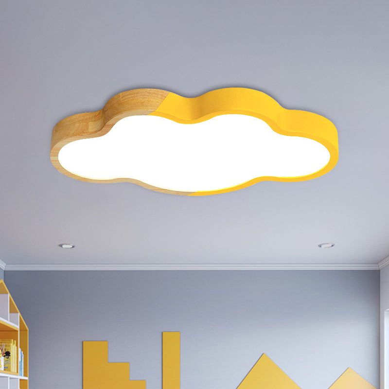 Metallic Cloud Flush Mount Light Modern Style White/Yellow/Green LED Ceiling Fixture for Great Room Yellow Clearhalo 'Ceiling Lights' 'Close To Ceiling Lights' 'Close to ceiling' 'Flush mount' Lighting' 1866011