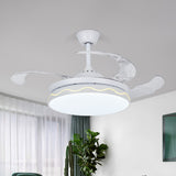 Circular Ceiling Fan Light Fixture Simple Metal 42" W LED White Semi Flush Mount with Wavy Line Design, 3-Blade White Clearhalo 'Ceiling Fans with Lights' 'Ceiling Fans' 'Modern Ceiling Fans' 'Modern' Lighting' 1866015