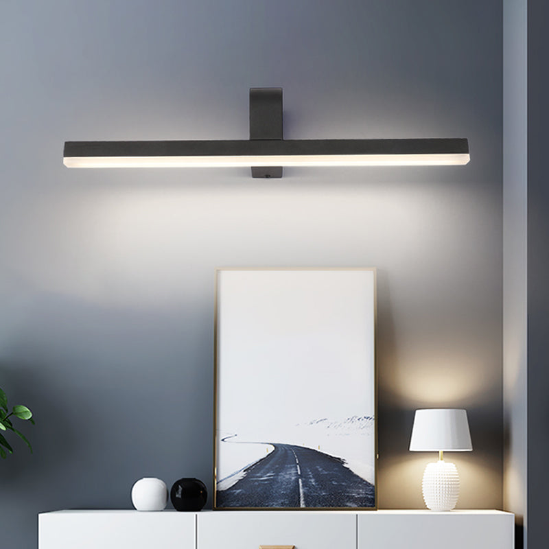 LED Bathroom Vanity Light Modern Style Black/White Wall Lighting Ideas with Slender Metal Shade in Warm/White Light Black Clearhalo 'Cast Iron' 'Glass' 'Industrial' 'Modern wall lights' 'Modern' 'Tiffany' 'Traditional wall lights' 'Vanity Lights' 'Wall Lights' Lighting' 1866041