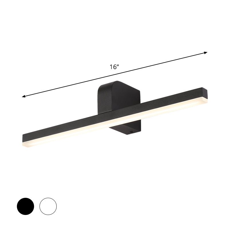 LED Bathroom Vanity Light Modern Style Black/White Wall Lighting Ideas with Slender Metal Shade in Warm/White Light Clearhalo 'Cast Iron' 'Glass' 'Industrial' 'Modern wall lights' 'Modern' 'Tiffany' 'Traditional wall lights' 'Vanity Lights' 'Wall Lights' Lighting' 1866044
