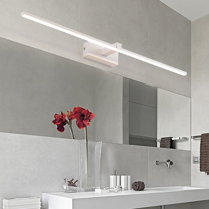 White Linear Vanity Wall Light Fixture Modern LED Metallic Surface Wall Sconce in Warm/White Light White Clearhalo 'Cast Iron' 'Glass' 'Industrial' 'Modern wall lights' 'Modern' 'Tiffany' 'Traditional wall lights' 'Vanity Lights' 'Wall Lights' Lighting' 1866049