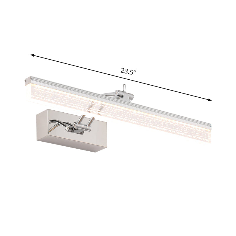 16"/23.5" L LED Bathroom Wall Vanity Light Modernism Silver Wall Sconce Lighting with Rectangle Acrylic Shade in Warm/White Light Clearhalo 'Modern wall lights' 'Modern' 'Vanity Lights' 'Wall Lights' Lighting' 1866057