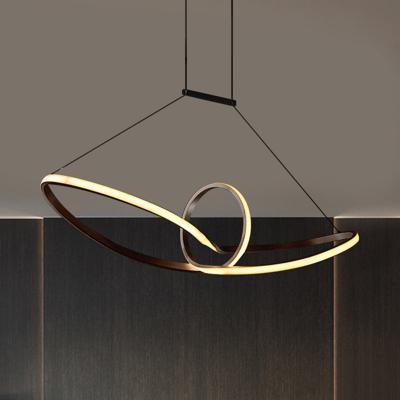 Metal Knotting Island Pendant Simplicity Black/White LED Suspension Lighting in Warm/White Light Black Clearhalo 'Ceiling Lights' 'Island Lights' Lighting' 1866062