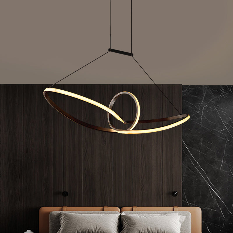 Metal Knotting Island Pendant Simplicity Black/White LED Suspension Lighting in Warm/White Light Clearhalo 'Ceiling Lights' 'Island Lights' Lighting' 1866063