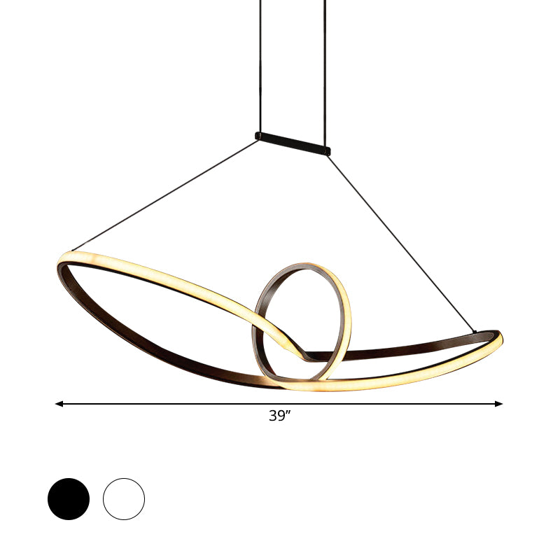 Metal Knotting Island Pendant Simplicity Black/White LED Suspension Lighting in Warm/White Light Clearhalo 'Ceiling Lights' 'Island Lights' Lighting' 1866065