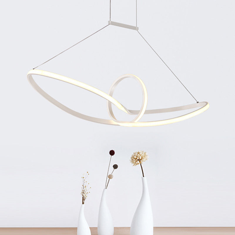 Metal Knotting Island Pendant Simplicity Black/White LED Suspension Lighting in Warm/White Light White Clearhalo 'Ceiling Lights' 'Island Lights' Lighting' 1866066