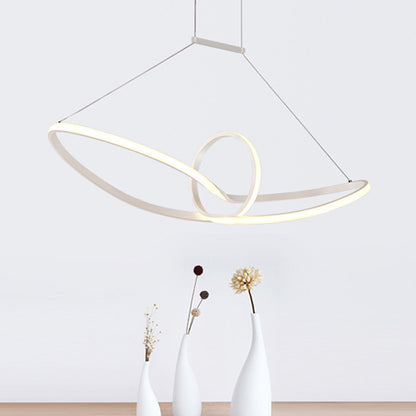 Metal Knotting Island Pendant Simplicity Black/White LED Suspension Lighting in Warm/White Light White Clearhalo 'Ceiling Lights' 'Island Lights' Lighting' 1866066