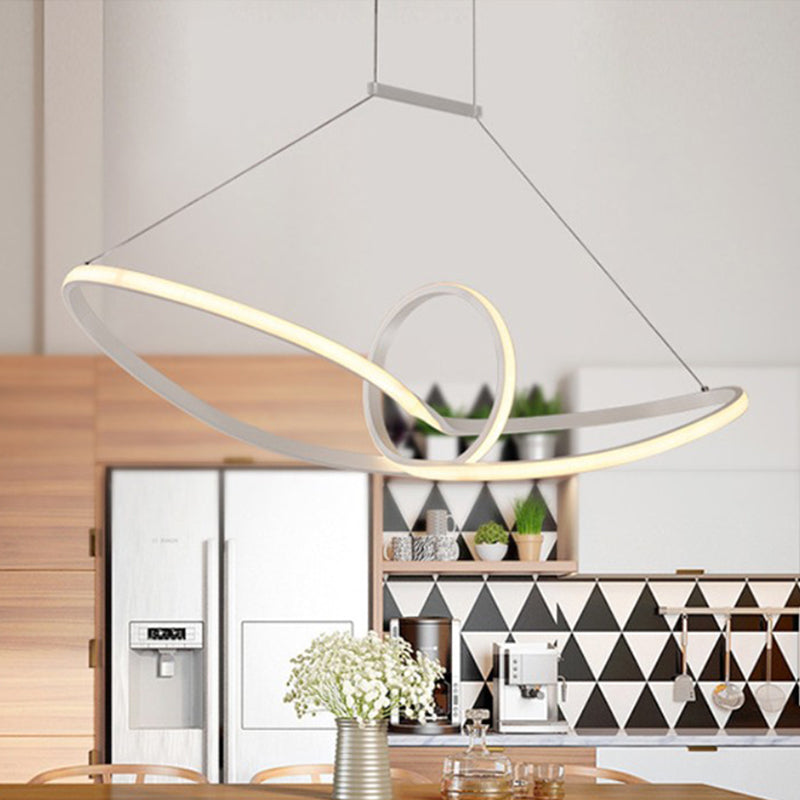 Metal Knotting Island Pendant Simplicity Black/White LED Suspension Lighting in Warm/White Light Clearhalo 'Ceiling Lights' 'Island Lights' Lighting' 1866067