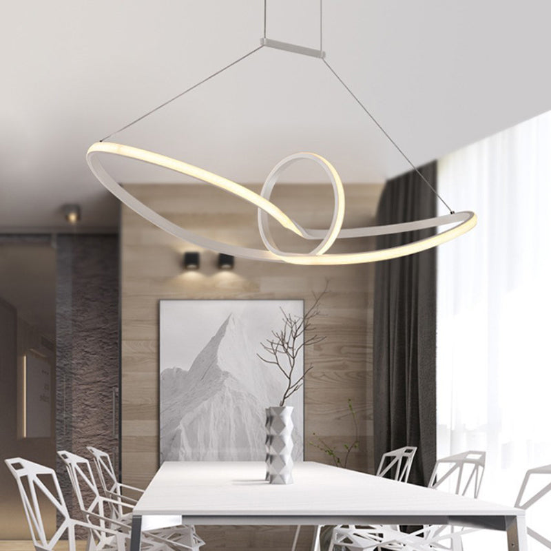 Metal Knotting Island Pendant Simplicity Black/White LED Suspension Lighting in Warm/White Light Clearhalo 'Ceiling Lights' 'Island Lights' Lighting' 1866068