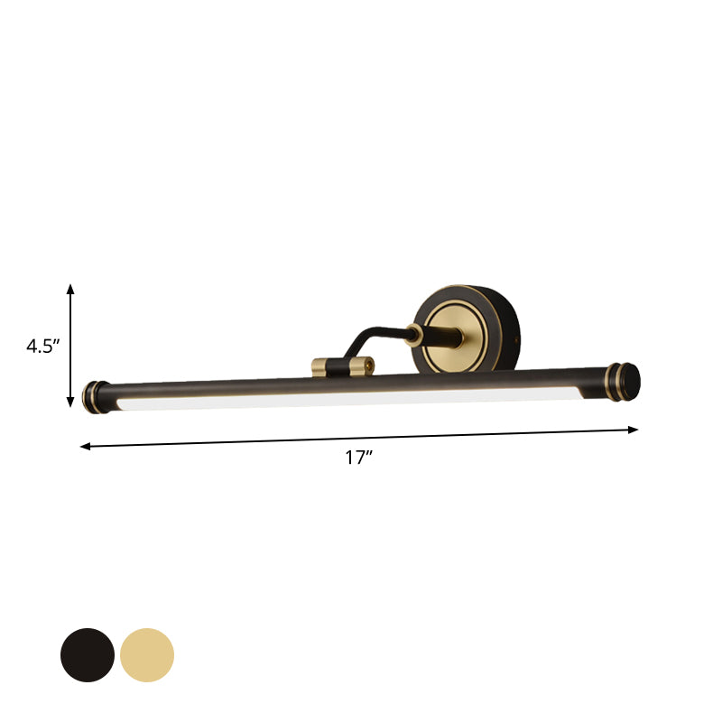 Black/Brass Tubular Wall Sconce Lighting Contemporary LED Metal Vanity Light Fixture with Adjustable Arm Clearhalo 'Cast Iron' 'Glass' 'Industrial' 'Modern wall lights' 'Modern' 'Tiffany' 'Traditional wall lights' 'Vanity Lights' 'Wall Lights' Lighting' 1866093