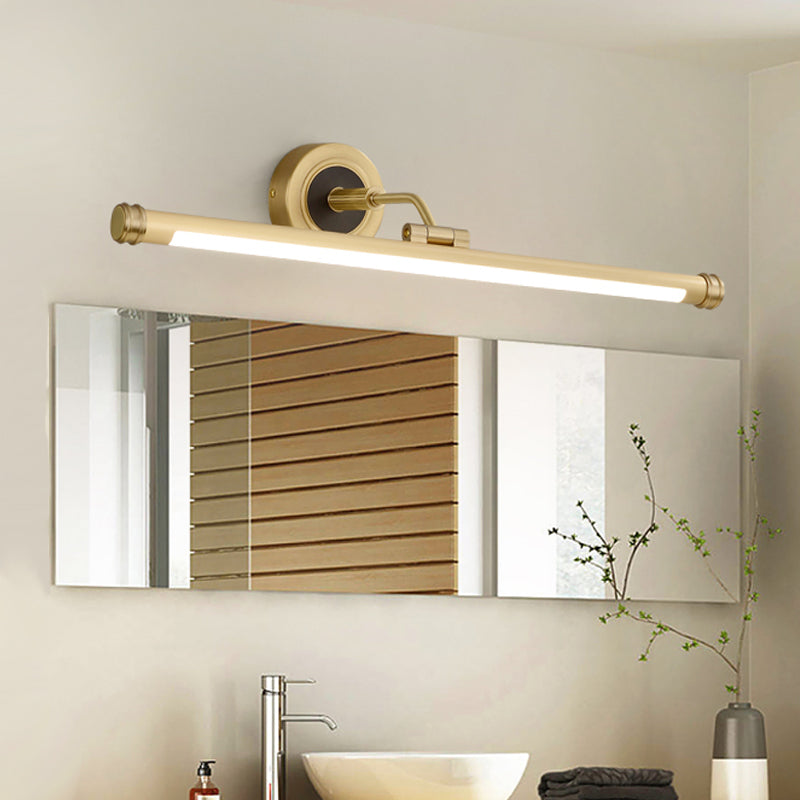 Black/Brass Tubular Wall Sconce Lighting Contemporary LED Metal Vanity Light Fixture with Adjustable Arm Brass Clearhalo 'Cast Iron' 'Glass' 'Industrial' 'Modern wall lights' 'Modern' 'Tiffany' 'Traditional wall lights' 'Vanity Lights' 'Wall Lights' Lighting' 1866094