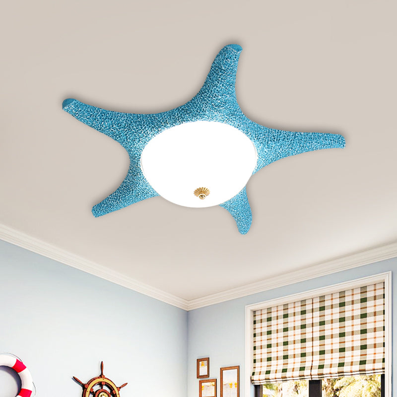 Resin Starfish Flush Lighting Children Style LED Ceiling Mount Light Fixture in Pink/Yellow/Blue, Warm/White Light Clearhalo 'Ceiling Lights' 'Close To Ceiling Lights' 'Close to ceiling' 'Flush mount' Lighting' 1866121