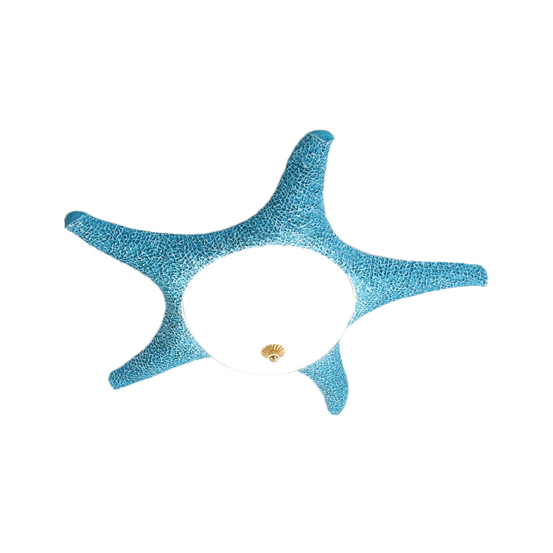 Resin Starfish Flush Lighting Children Style LED Ceiling Mount Light Fixture in Pink/Yellow/Blue, Warm/White Light Clearhalo 'Ceiling Lights' 'Close To Ceiling Lights' 'Close to ceiling' 'Flush mount' Lighting' 1866122