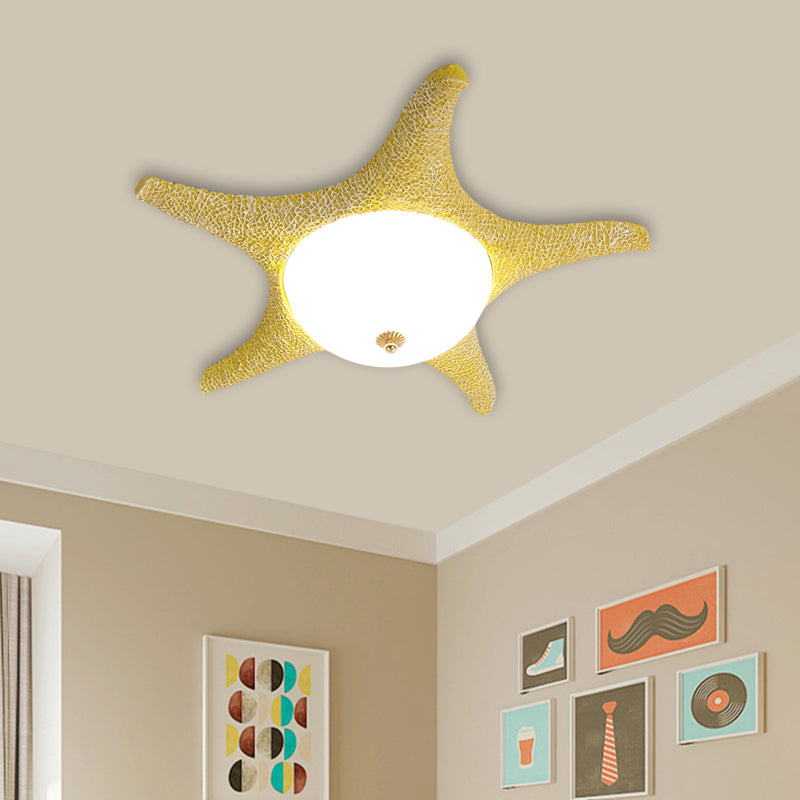 Resin Starfish Flush Lighting Children Style LED Ceiling Mount Light Fixture in Pink/Yellow/Blue, Warm/White Light Clearhalo 'Ceiling Lights' 'Close To Ceiling Lights' 'Close to ceiling' 'Flush mount' Lighting' 1866126