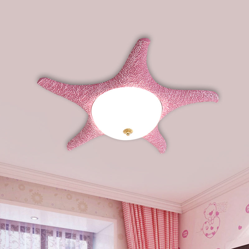 Resin Starfish Flush Lighting Children Style LED Ceiling Mount Light Fixture in Pink/Yellow/Blue, Warm/White Light Clearhalo 'Ceiling Lights' 'Close To Ceiling Lights' 'Close to ceiling' 'Flush mount' Lighting' 1866130