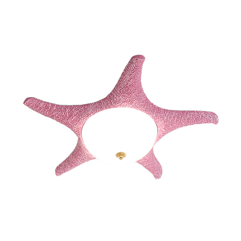 Resin Starfish Flush Lighting Children Style LED Ceiling Mount Light Fixture in Pink/Yellow/Blue, Warm/White Light Clearhalo 'Ceiling Lights' 'Close To Ceiling Lights' 'Close to ceiling' 'Flush mount' Lighting' 1866131