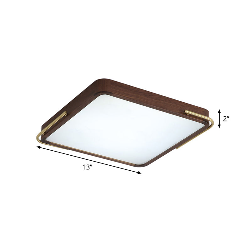 Contemporary LED Ceiling Light Brown Square/Rectangle Flush Mount Lighting with Wood Shade, 13"/19"/27" Long Clearhalo 'Ceiling Lights' 'Close To Ceiling Lights' 'Close to ceiling' 'Flush mount' Lighting' 1866169