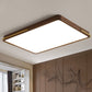 Contemporary LED Ceiling Light Brown Square/Rectangle Flush Mount Lighting with Wood Shade, 13"/19"/27" Long Brown 27" Clearhalo 'Ceiling Lights' 'Close To Ceiling Lights' 'Close to ceiling' 'Flush mount' Lighting' 1866172