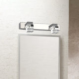 Cubic Bathroom Vanity Light Fixture Clear Crystal 2/3 Bulbs Modernism Wall Lighting in Chrome, Warm/White Light 2.0 Chrome Clearhalo 'Modern wall lights' 'Modern' 'Vanity Lights' 'Wall Lights' Lighting' 1866232