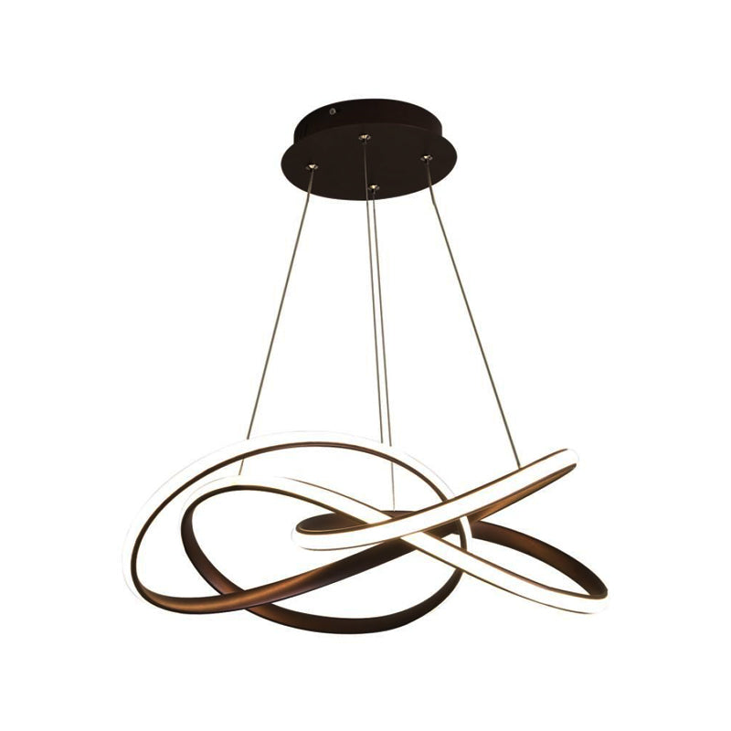 Twisting Round Kitchen Chandelier Lamp Metallic LED Modern Pendant Lamp Fixture in Gold/Coffee, Warm/White Light Clearhalo 'Ceiling Lights' 'Chandeliers' 'Modern Chandeliers' 'Modern' Lighting' 1866251