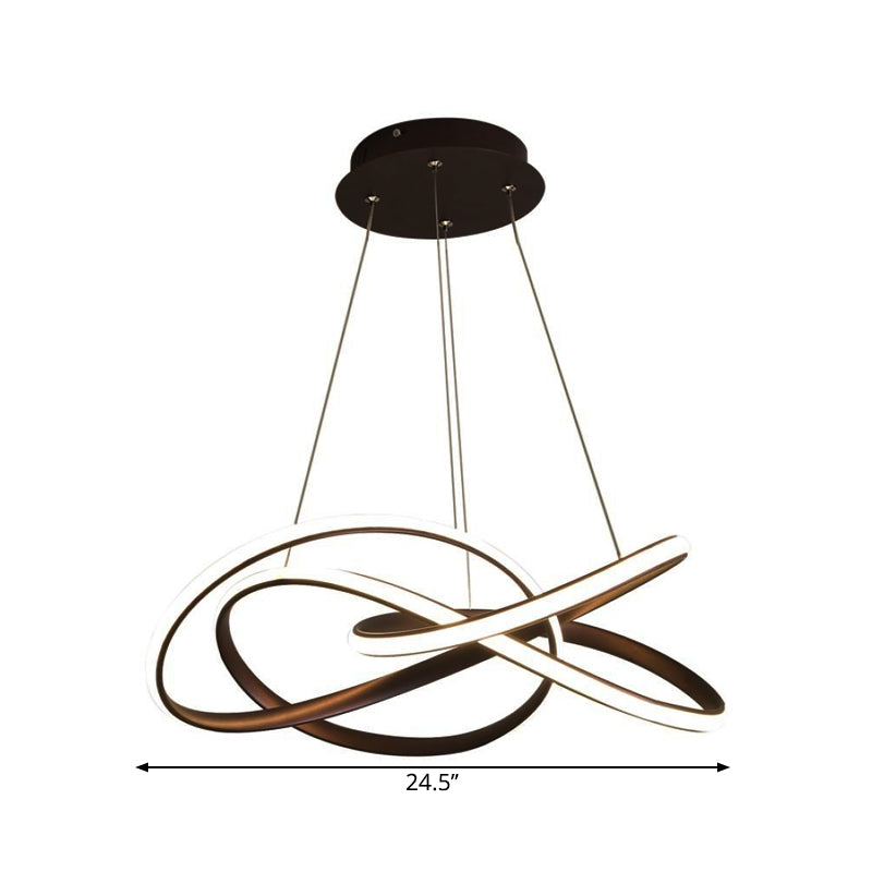 Twisting Round Kitchen Chandelier Lamp Metallic LED Modern Pendant Lamp Fixture in Gold/Coffee, Warm/White Light Clearhalo 'Ceiling Lights' 'Chandeliers' 'Modern Chandeliers' 'Modern' Lighting' 1866252