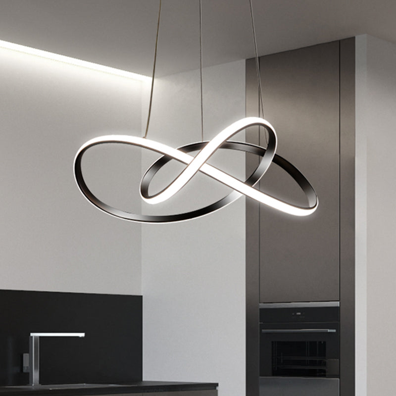 Knotting Ceiling Chandelier Minimalist Metallic LED Restaurant Drop Pendant in Black Black Clearhalo 'Ceiling Lights' 'Chandeliers' 'Modern Chandeliers' 'Modern' Lighting' 1866253
